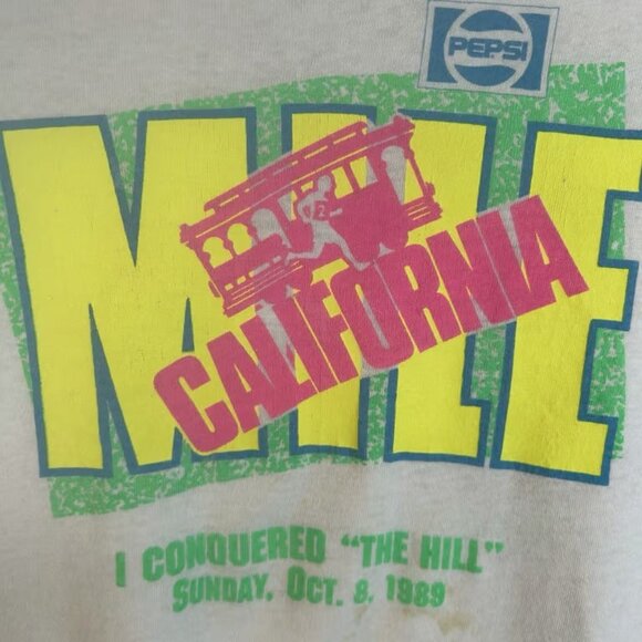 Vintage 1989 CALIFORNIA "The hills" Mile T Shirt Size XL PEPSI Sponsored USA - Picture 3 of 3